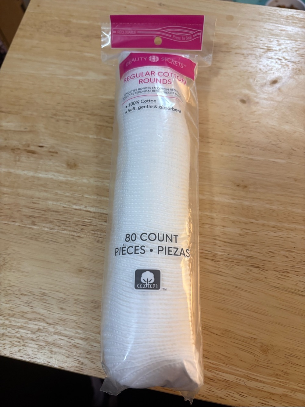 Beauty Secrets Regular Cotton Rounds - White (80 Count) sealed package